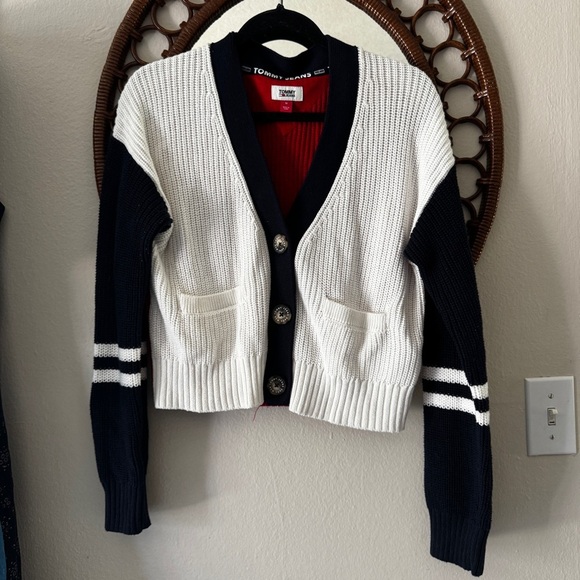 Y2K vintage Tommy Hilfiger jeans knit cardigan size M - Picture 1 of 8